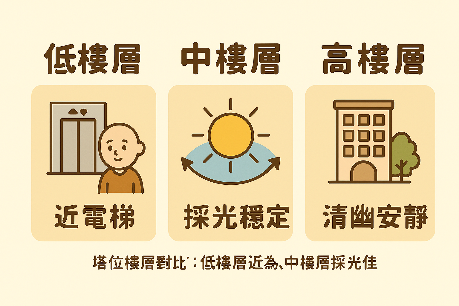低/中/高樓層選擇對比